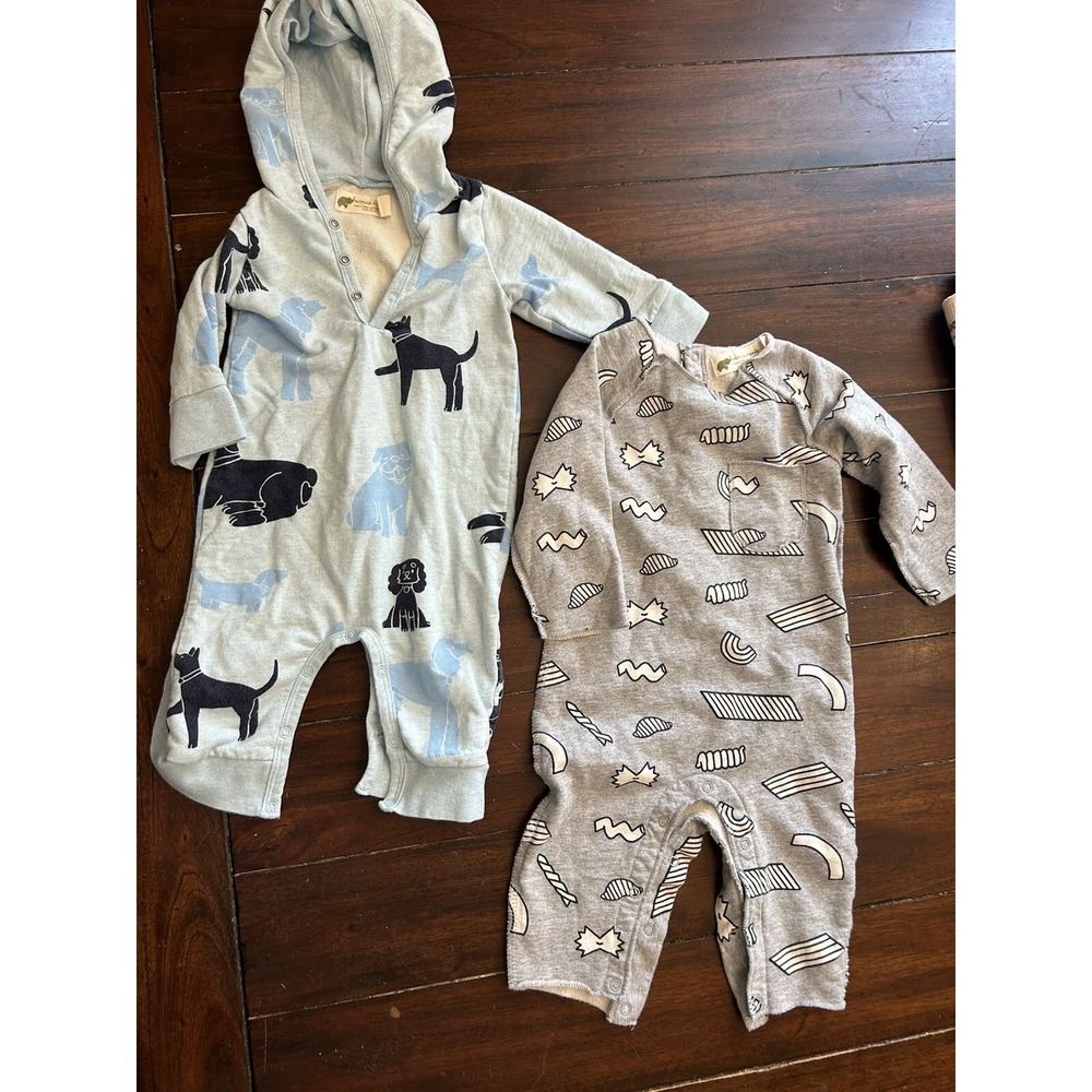Monica and Andy Sweatshirt Rompers 6-9 months Organic Lot Of 2